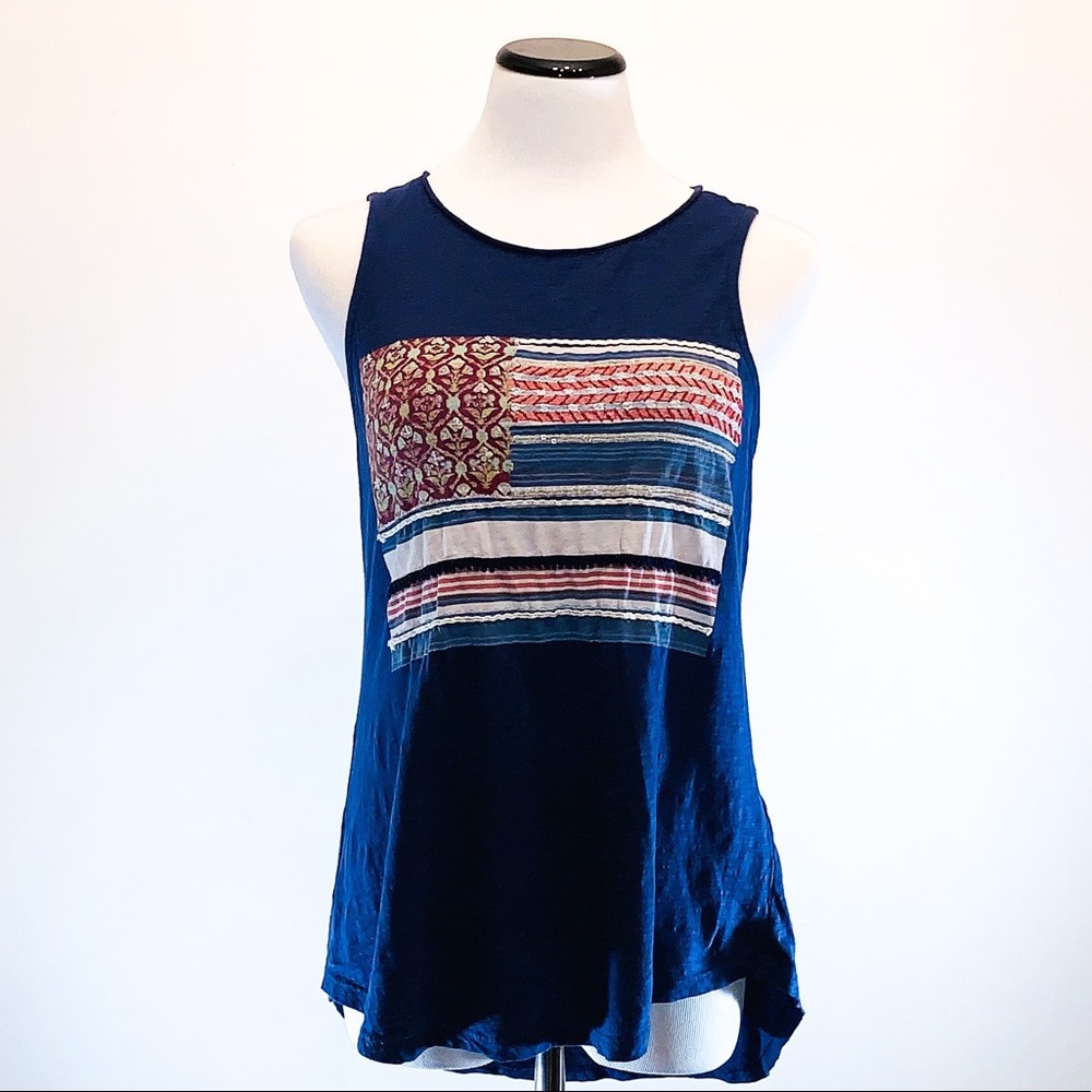 {Lucky Brand} Embroidered Tank Top Sz L